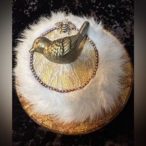 Bird & Bee Bath & Body Handmade Powder Puff Vintage Lace Boudoir Gift For Her